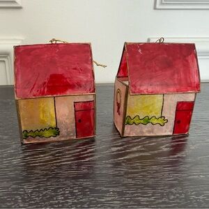 PICK (1) Vintage Capiz Shell Ornament Hand Painted